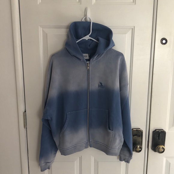 Peso Faded Zip Oversized Hoodie, Sky Blue - Picture 1 of 10